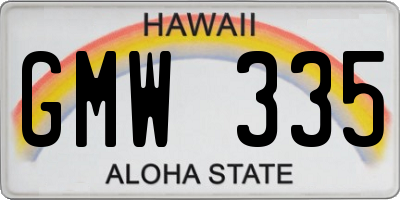 HI license plate GMW335