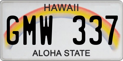 HI license plate GMW337