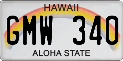 HI license plate GMW340