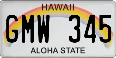 HI license plate GMW345
