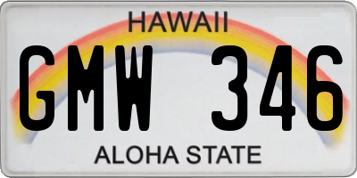 HI license plate GMW346