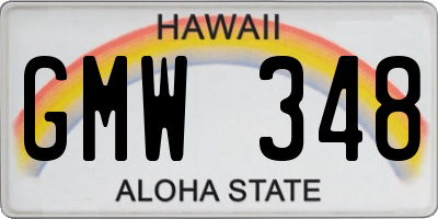 HI license plate GMW348