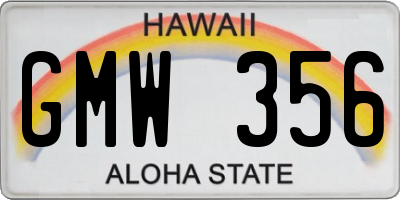 HI license plate GMW356