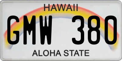 HI license plate GMW380