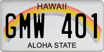 HI license plate GMW401