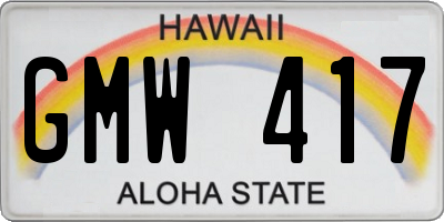 HI license plate GMW417