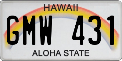 HI license plate GMW431