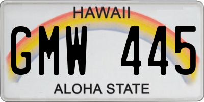 HI license plate GMW445
