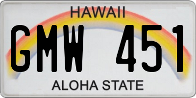 HI license plate GMW451