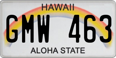 HI license plate GMW463