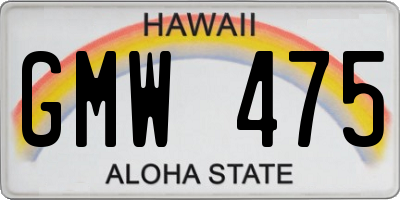 HI license plate GMW475