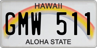 HI license plate GMW511