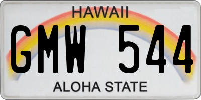 HI license plate GMW544