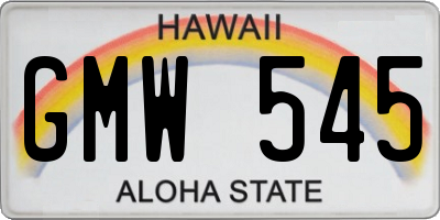 HI license plate GMW545