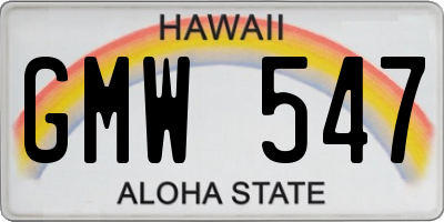 HI license plate GMW547