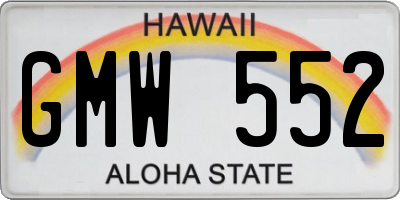 HI license plate GMW552