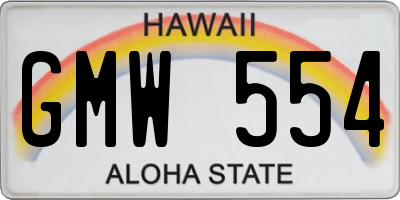 HI license plate GMW554