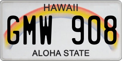 HI license plate GMW908