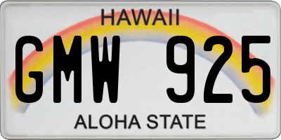 HI license plate GMW925