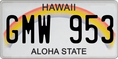 HI license plate GMW953