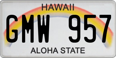 HI license plate GMW957
