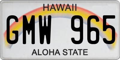 HI license plate GMW965
