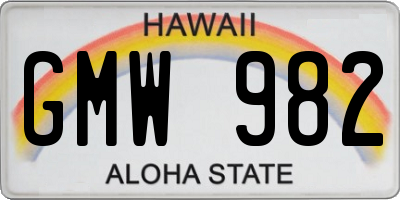 HI license plate GMW982
