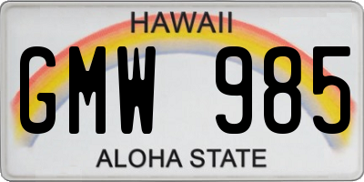 HI license plate GMW985