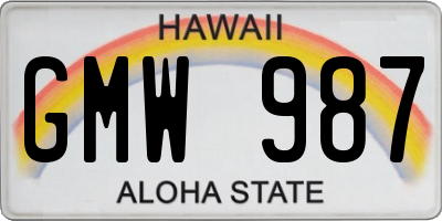 HI license plate GMW987