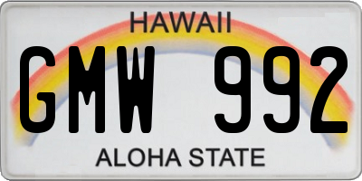 HI license plate GMW992