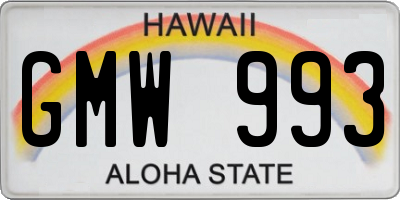 HI license plate GMW993