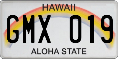 HI license plate GMX019