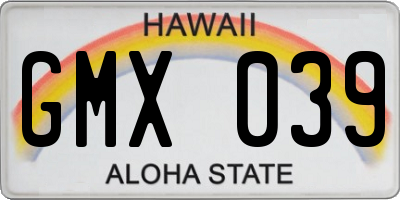 HI license plate GMX039
