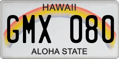 HI license plate GMX080
