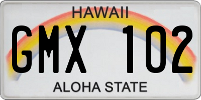HI license plate GMX102