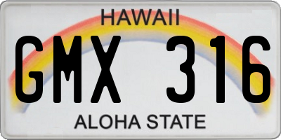 HI license plate GMX316