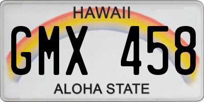 HI license plate GMX458