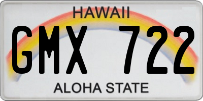 HI license plate GMX722