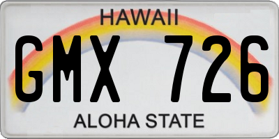 HI license plate GMX726