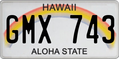 HI license plate GMX743