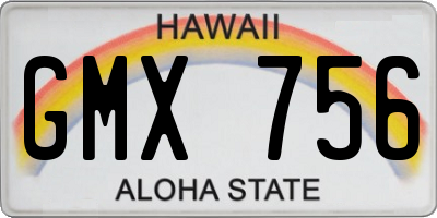 HI license plate GMX756