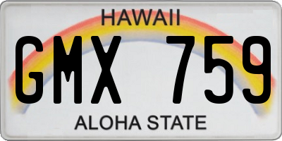 HI license plate GMX759
