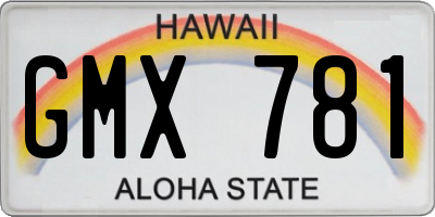 HI license plate GMX781