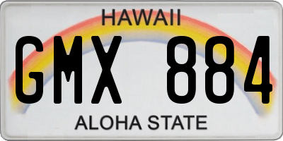 HI license plate GMX884