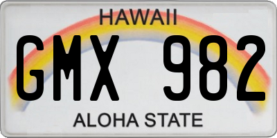 HI license plate GMX982