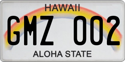 HI license plate GMZ002