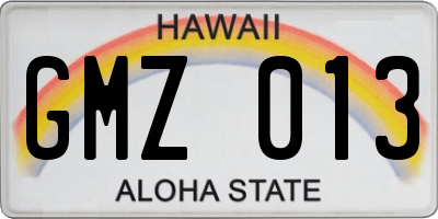 HI license plate GMZ013