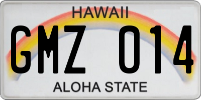 HI license plate GMZ014