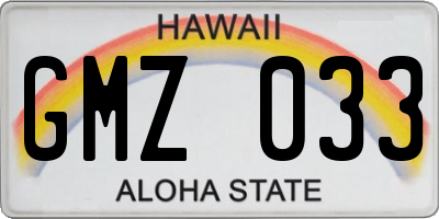 HI license plate GMZ033