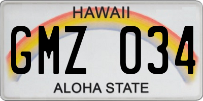HI license plate GMZ034